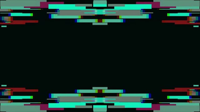 Colorful abstract glitch frame with digital pixel elements