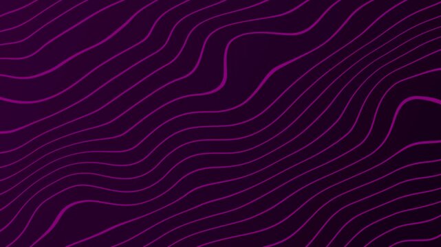 Abstract purple wave patterns moving diagonally across dark background creating elegant fluid motion graphics for digital artistic wallpaper and video loops.