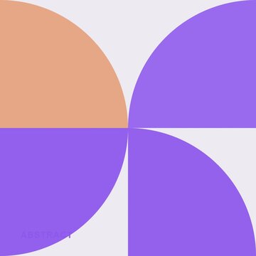Abstract geometric pattern with purple and orange quarter circle shapes isolated on transparent background