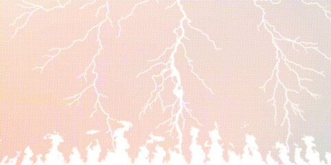 Fototapeta premium Pastel pink thunderstorm background displaying white electric lightning bolt texture