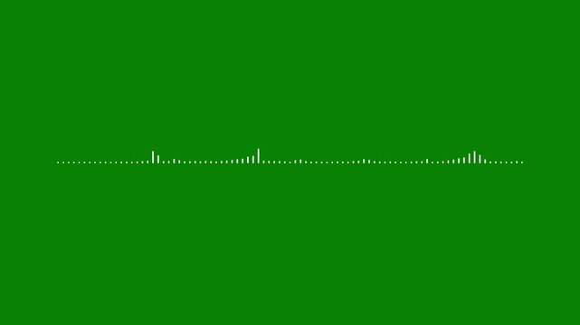 Audio spectrum visualizer featuring musical waveform sound frequency speaker pulse listening podcast microphone voice disco club nightlife party dynamic equalizer bars. green screen 4k