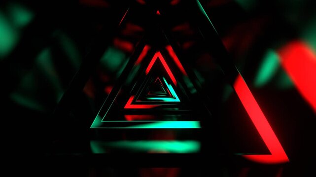 Red and Turquoise Triangle Warp Tunnel Background VJ Loop in 4K