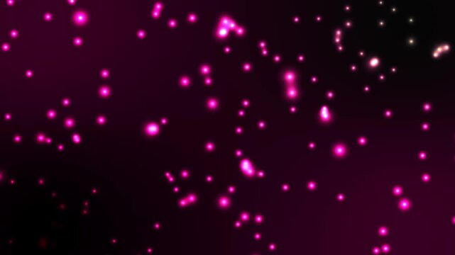 Abstract pink glowing particles floating on dark background with subtle sparkle and light motion. Ideal for luxury, romantic, and event visuals.