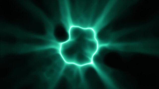 Soft emerald-green plasma gently pulses and reshapes from its luminous core, expanding and contracting against deep black with calm cinematic glow and minimalist negative space.