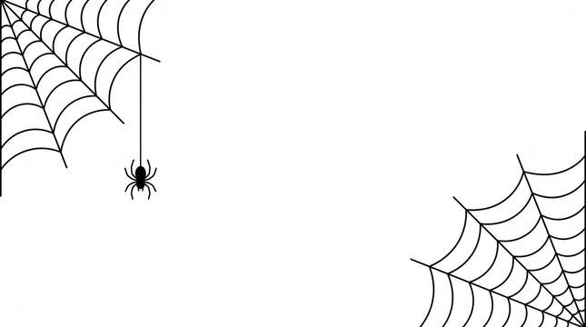 Small spider hanging from a web corner illustration on a clean white background.