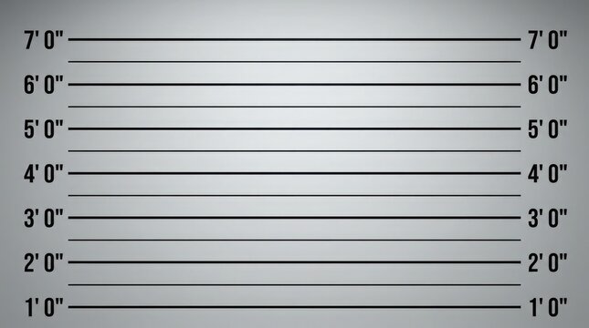 Police mugshot background with height measurement lines for criminal suspect identification