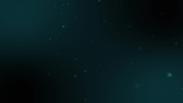 Abstract cyan glowing particles floating on dark background with subtle bokeh and light motion. Ideal for tech, futuristic, and event visuals.