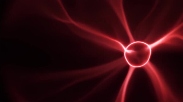 Crimson-red plasma ripples and reshapes at the lower-right edge, luminous tendrils flexing outward against deep black with dramatic cinematic glow and expansive copy space.