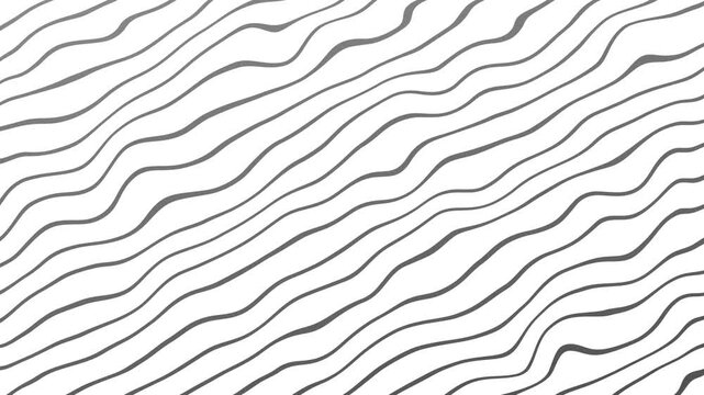 Abstract flowing movement of diagonal organic hand-drawn wavy lines in a seamless loop on a clean white background, creating a tranquil and dynamic pattern.
