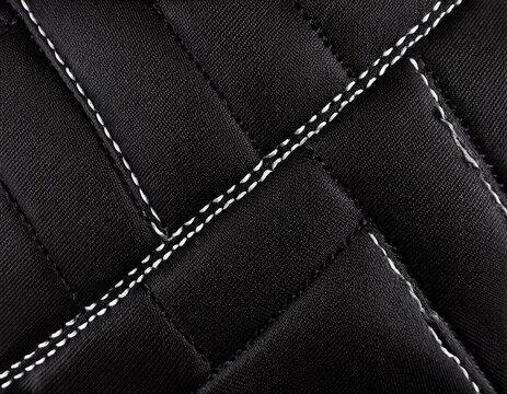 black fabric texture with subtle white stitching ideal for design backgrounds or patterns