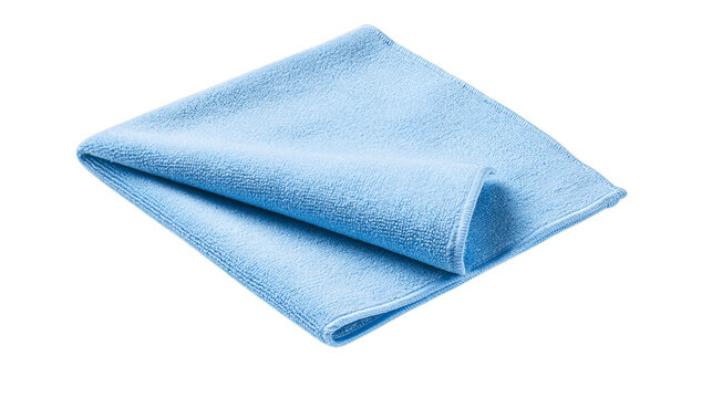 Light blue, semi-transparent, folded fabric sheet on transparent background, isolated on a, transparent background