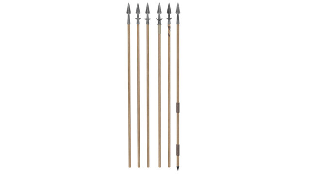 3d rendering low poly spear set on a plain background