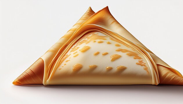 french crepe folded into a triangle shape isolated on a white background or white background