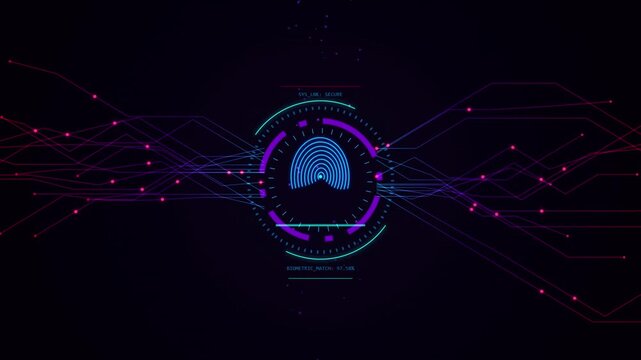 Digital fingerprint identification interface scanning biometric security data process.