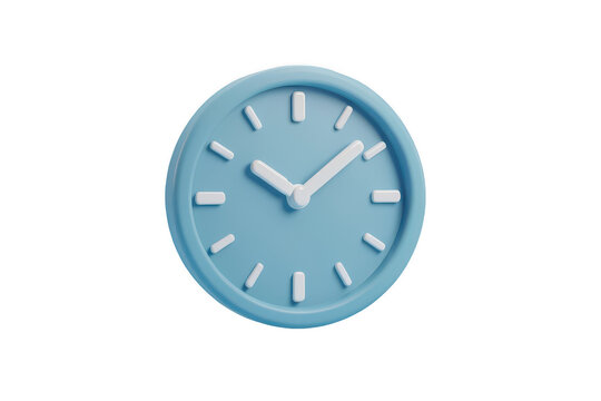 3D blue wall clock icon isolated on white background for time management and business concept