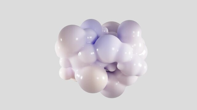Abstract cluster of glossy, colorful spheres, blobs on a light background.