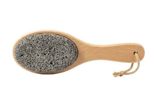 Natural pumice stone with wooden handle for foot skin exfoliation