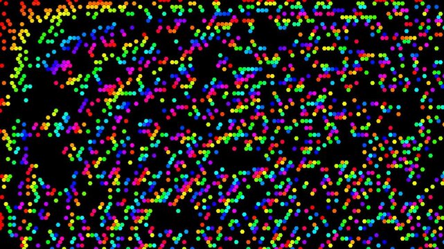Vibrant Colorful Hexagonal Dots Pattern on Deep Black Background