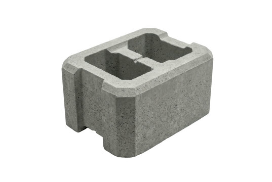 Perspective of corner concrete block with finished end.