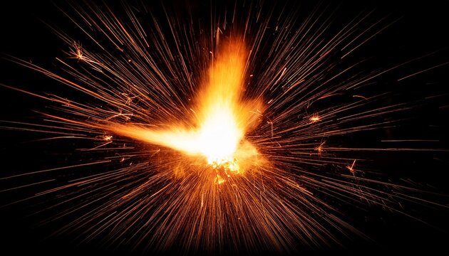 vivid muzzle flash captured in darkness dynamic explosion of energy on display