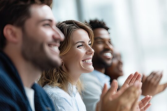 Diverse Business Team Applauds During Successful Meeting