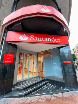 Banco Santander branch on Uria Street in Oviedo, Asturias, Spain