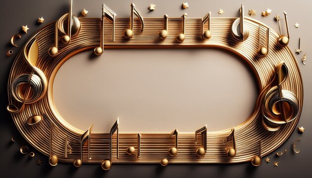 elegant music notes border framing empty space for creative design projects