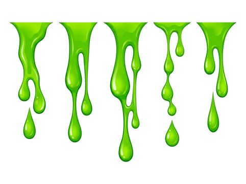 Vibrant green slime dripping in various forms, perfect for Halloween and spooky themes PNG Isolated on transparent background