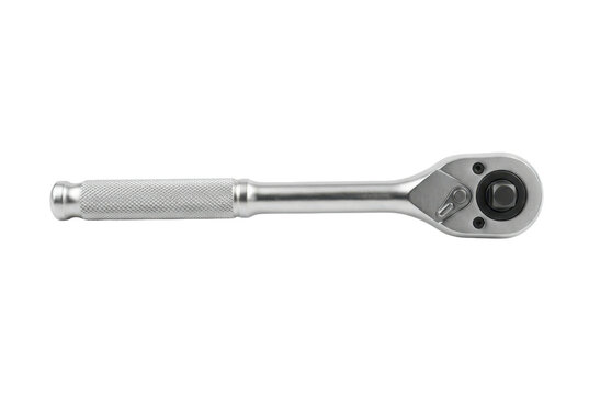 Socket ratchet wrench handle on black background