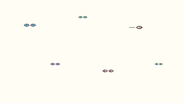 Motion of Multiple Eyes in a Dynamic Pattern for Creative Visual Effect.