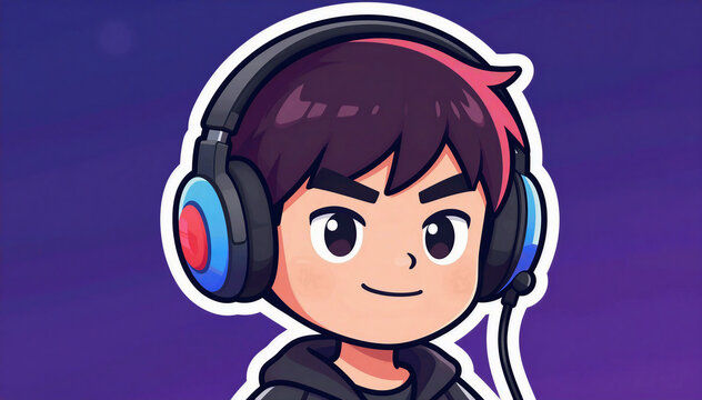 Young gamer wearing headset for online streaming