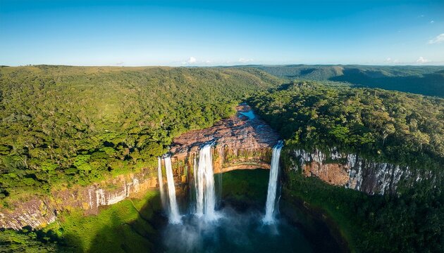 vista aerea da cascata do caracol em canela rio grande do sul na serra gaucha brasil