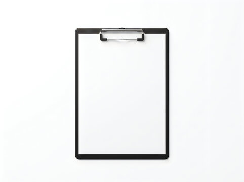 Black clipboard with a blank sheet of paper isolated on white background, clipboard, paper, blank, empty, black, office, business, 