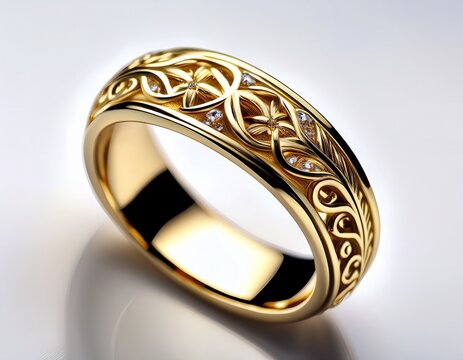 gold jewellery ring displayed on a pristine white background showcasing the intricate design and elegance of the gold jewellery ring for a striking visual appeal