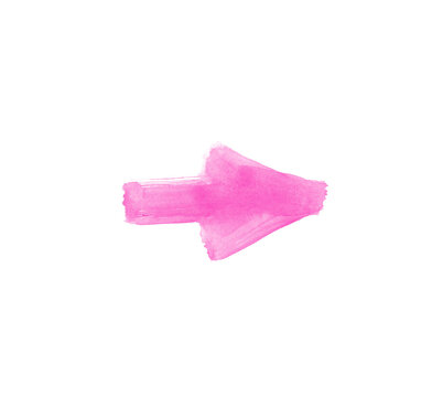 hand drawn watercolor arrow pink on a white background