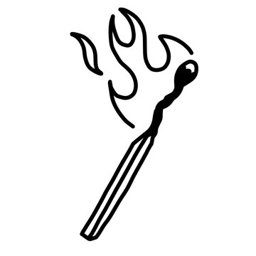 Dark burning match outline vector design