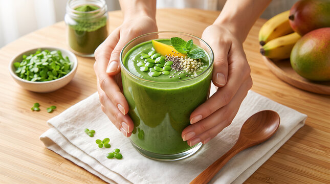 Wolffia (Watermeal) Green Smoothie &ndash; Tropical Plant-Based Beverage Recipe