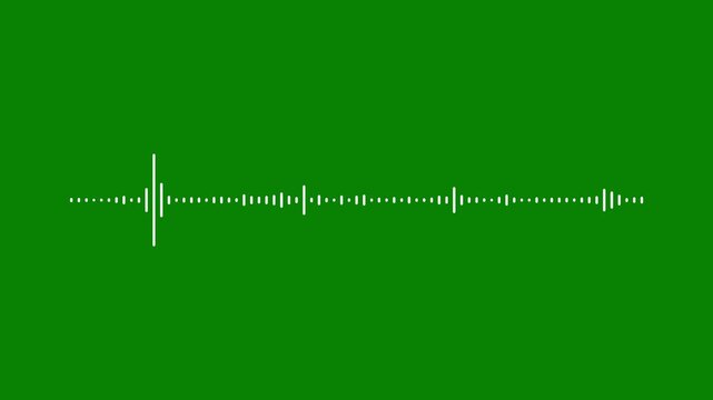 Musical waveform audio visualizer with sound spectrum frequency bars speaker volume pulse microphone voice podcast listening radio player. digital equalizer display green screen 4k loop