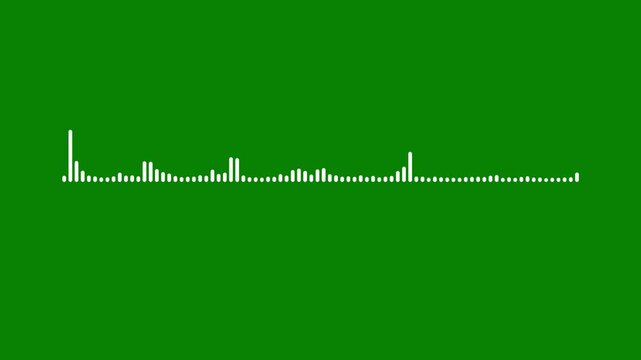 Digital audio spectrum visualizer frequency bars speaker pulse podcast voice microphone recording listening disco party nightlife club radio display green screen animation 4k loop