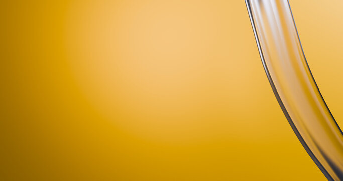 Gold yellow gradient background with glass abstract curved lines