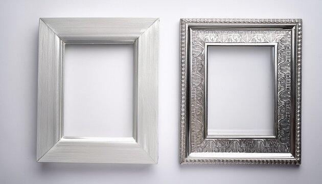 elegant silver photo frame on white background white background shiny