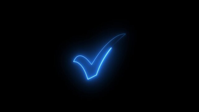 Check mark icon neon . check mark animation motion. Animated tick mark icon animated on a black background.4k video