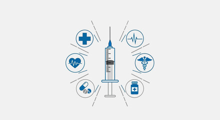 Fototapeta premium Medical Vaccination and Healthcare Symbols Displaying Treatment, Prevention, and Remedy