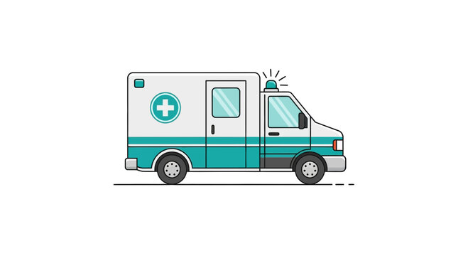 Minimalist Ambulance Illustration Depicting Emergency Medical Transport And Help