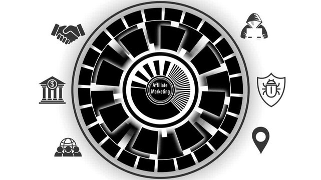 AFFILIATE MARKETING, for High-Speed Mobile Connectivity, Holographic Display, Financial Data Visualization, Digital Symbol in Futuristic Interface