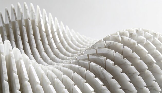 3d white marble wave pattern background, geometric stone blocks, light minimalist parametric design wallpaper, elegant 3d rendering
