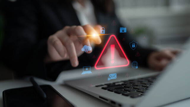 Cybersecurity threat alert protects data. Cyber security threat alert prevents access, alert warns breach, defends system, and cyber security threat alert identifies risk. Latch