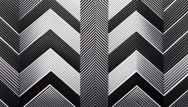 abstract geometric pattern with black and white zigzag chevrons and minimalist graphic design