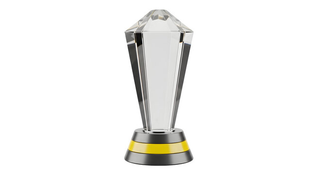 Elegant crystal award trophy with a sleek base on a transparent background for recognition ceremonies and business success achievements