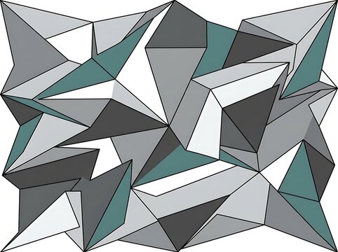 Abstract geometric tessellation with green and gray shapes